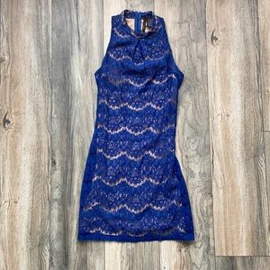 Blue and Tan Formal Dress